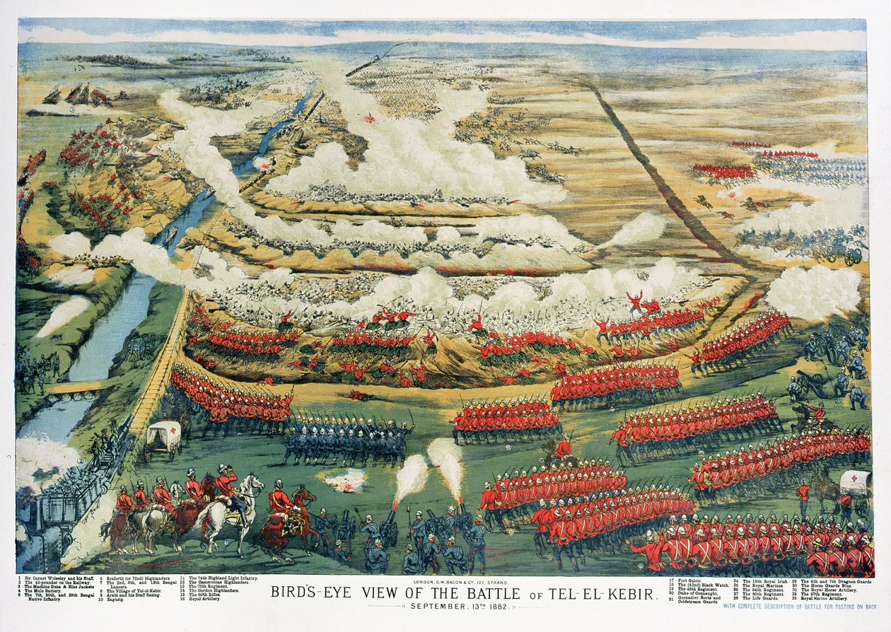 Vogelperspektive der Schlacht von Tel el-Kebir am 13. September 1882 von English School