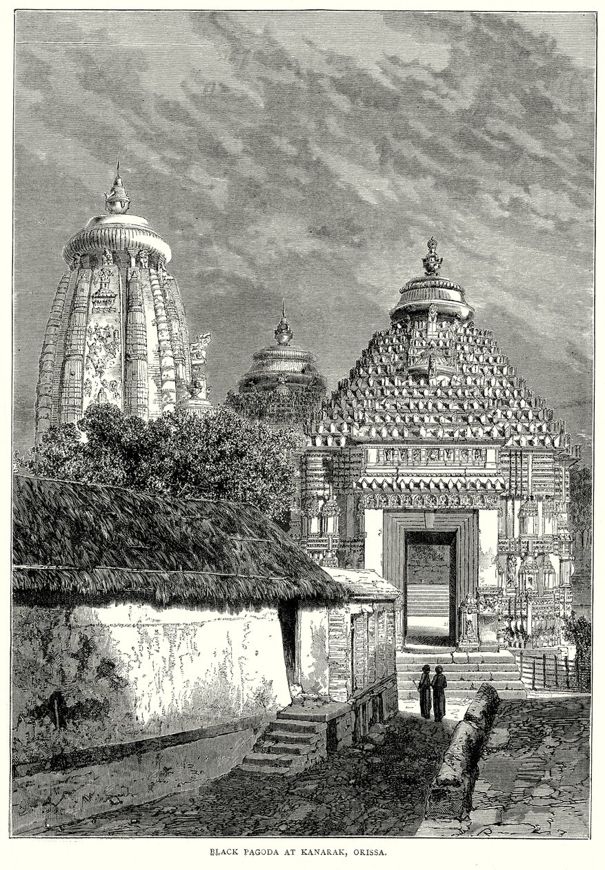 Schwarze Pagode in Kanarak, Orissa (Gravur) von English School