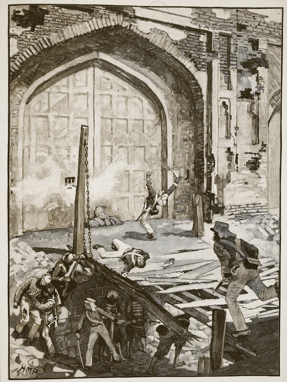 Sprengung des Kaschmir-Tores in Delhi, Illustration aus Cassells Illustrated History of England von English School