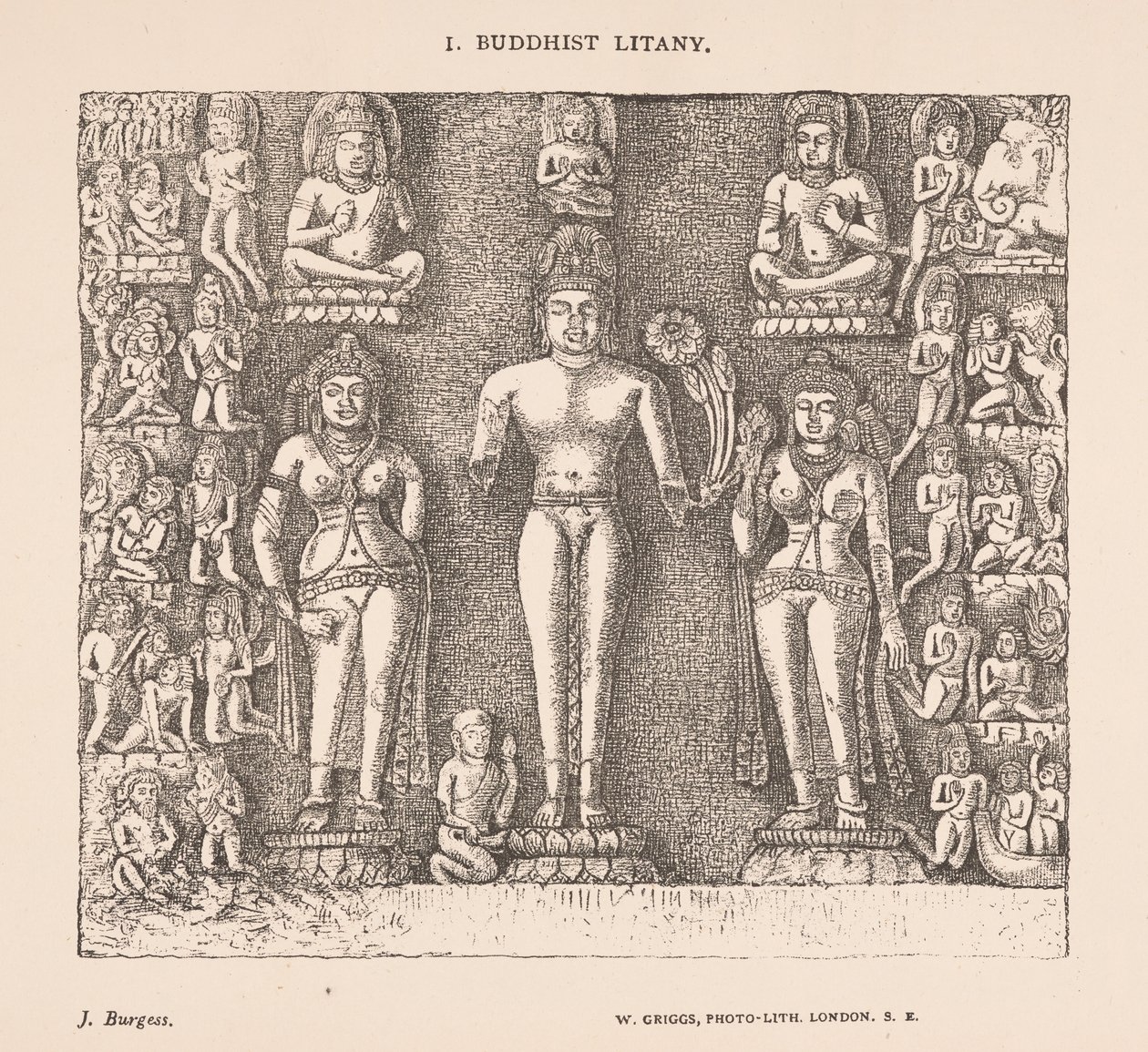 Buddhistische Litanei, aus Die Höhlentempel von Indien von James Fergusson und J. Burgess von English School