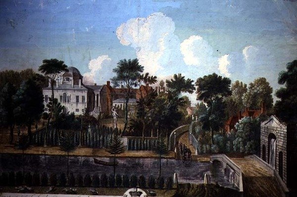 Burlington House, Chiswick, entworfen von William Kent (1685-1748) 1725-36 (Farbstich) von English School