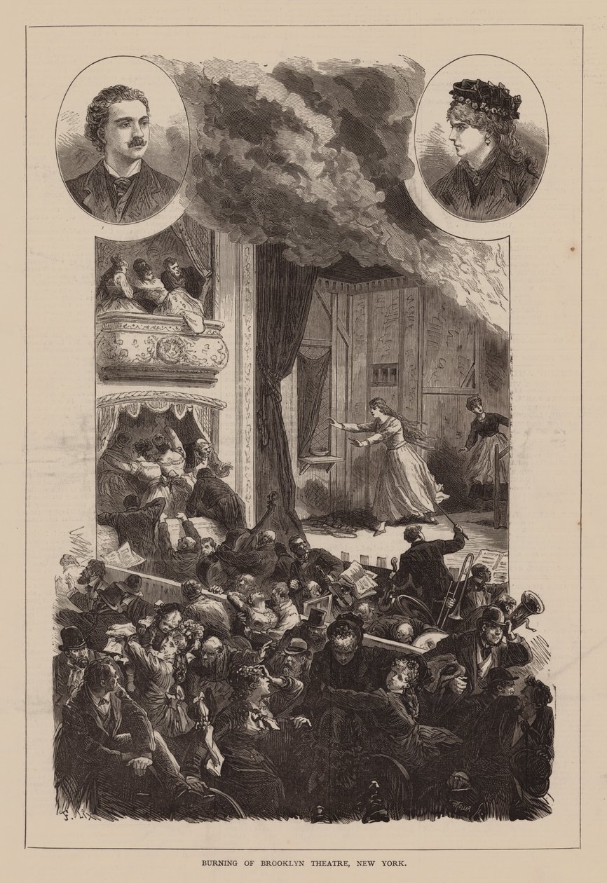 Brand des Brooklyn Theaters, New York von English School