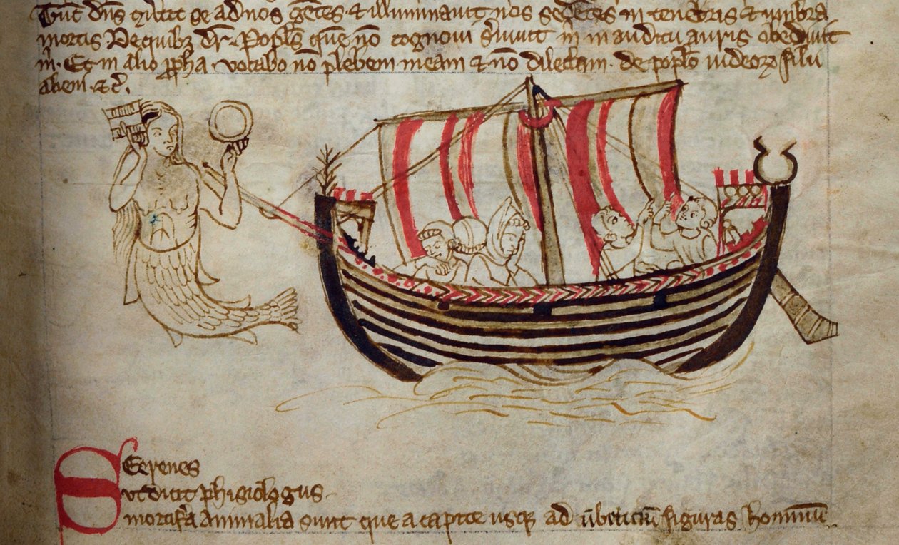 CCA-LitMs/D/10 fol. 18r Sirene, aus Bestiarium von English School