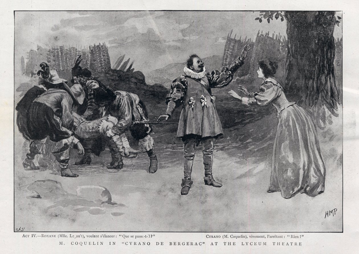 Constant Coquelin Aine (älterer) englischer Schauspieler in der Rolle des Cyrano de Bergerac am Lyceum Theatre, London 1898 von English School