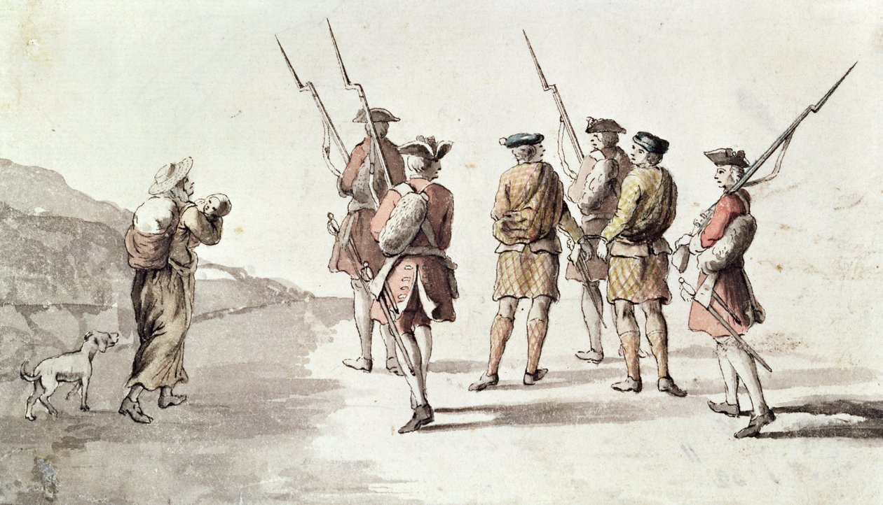 Gefangennahme des Rebellen Simon Fraser, Lord Lovat (1667?-1747) von English School