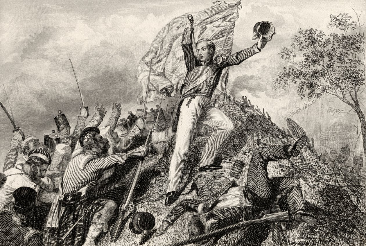 Eroberung der Kanonen durch die Highlander vor Cawnpore im Jahr 1857, aus 
