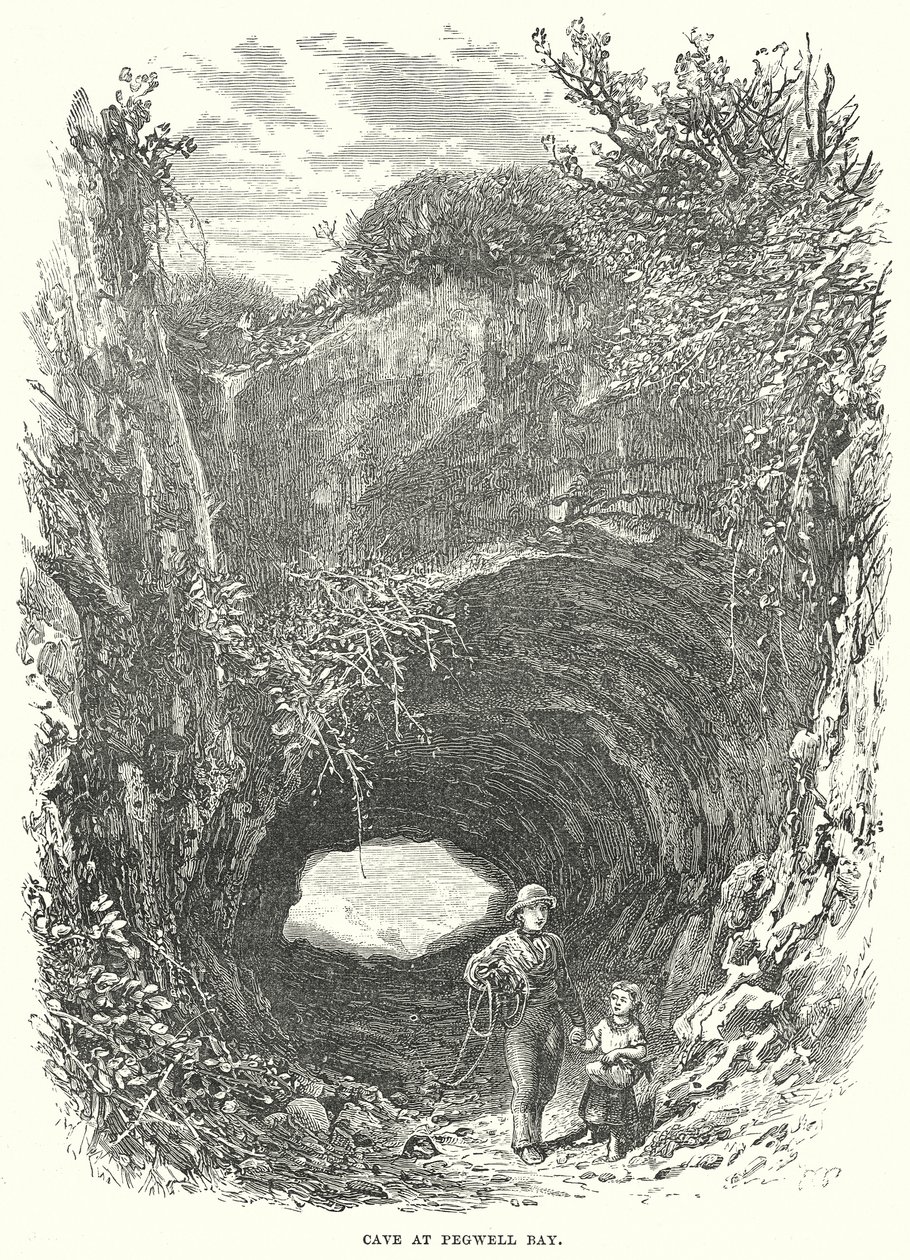 Höhle bei Pegwell Bay (Gravur) von English School