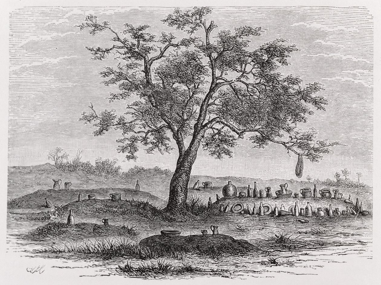 Friedhof und heiliger Baum in Mbinda, aus 