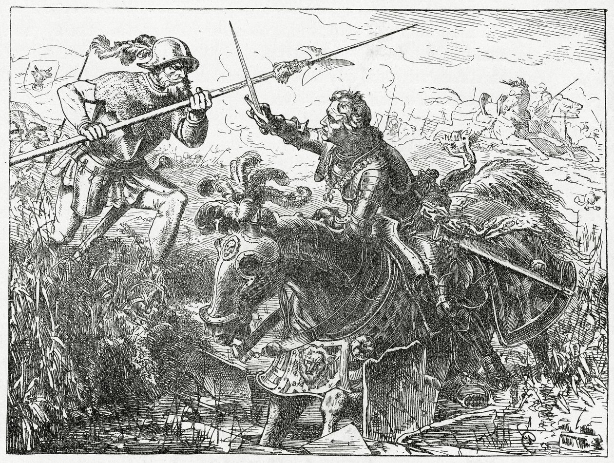 Karl der Kühne, Herzog von Burgund, in der Schlacht bei Nancy, 5. Januar 1477, 1882 von English School