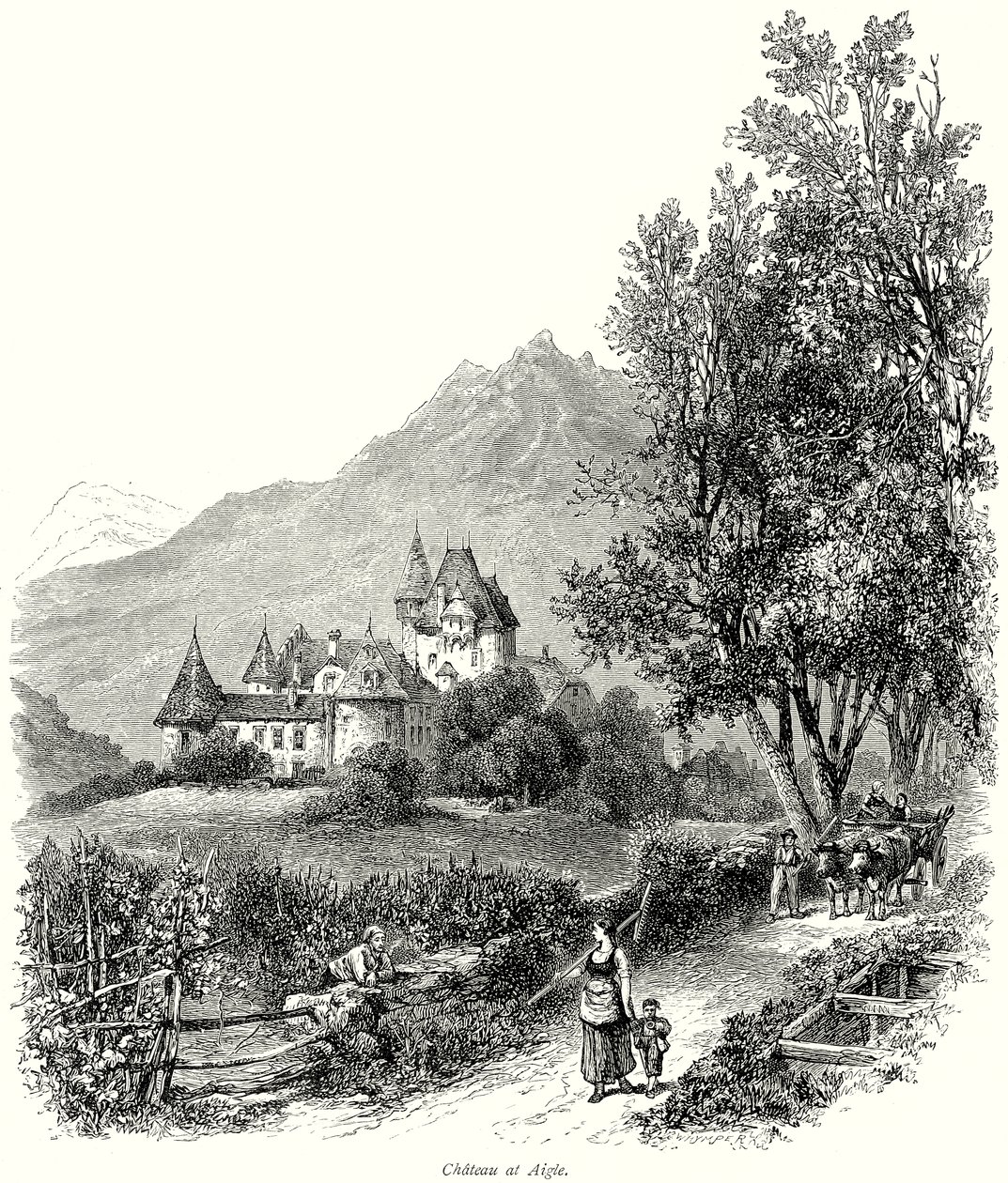 Schloss in Aigle (Gravur) von English School