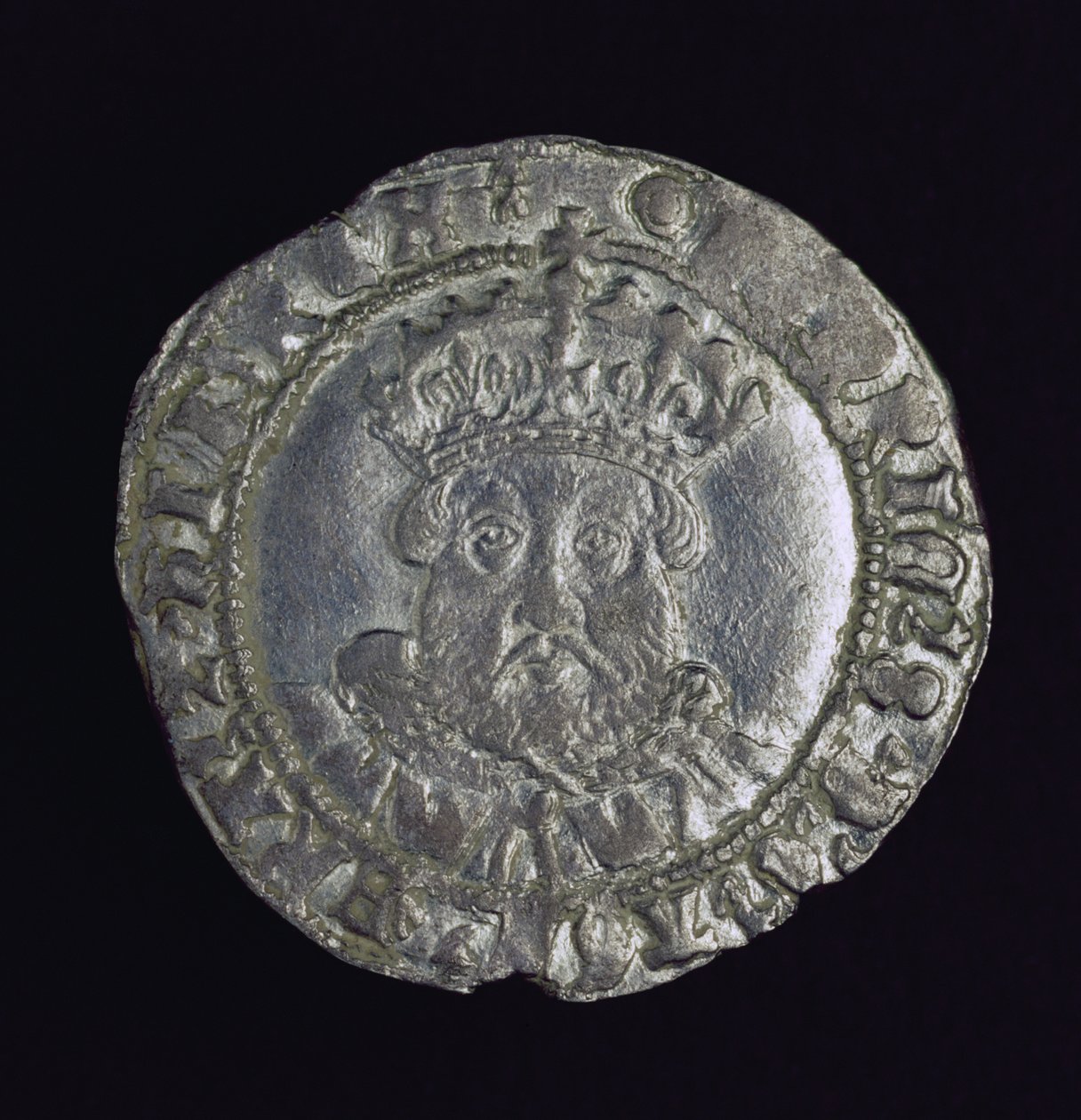 Münze mit dem Kopf von Heinrich VIII. von English School