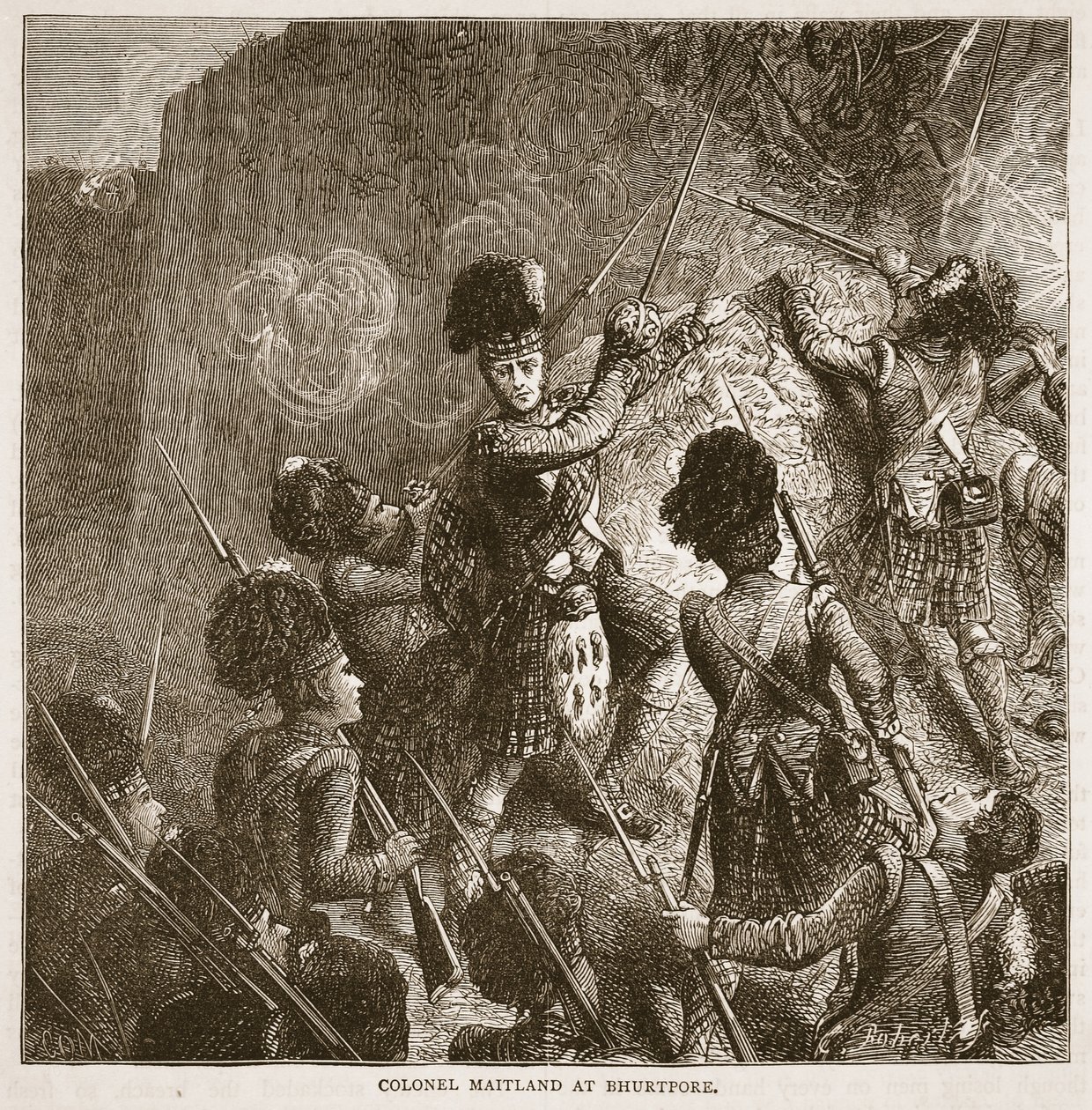 Oberst Maitland in Bhurtpore, Illustration aus Cassells Illustrierter Geschichte Indiens von James Grant, veröffentlicht 1879 von English School