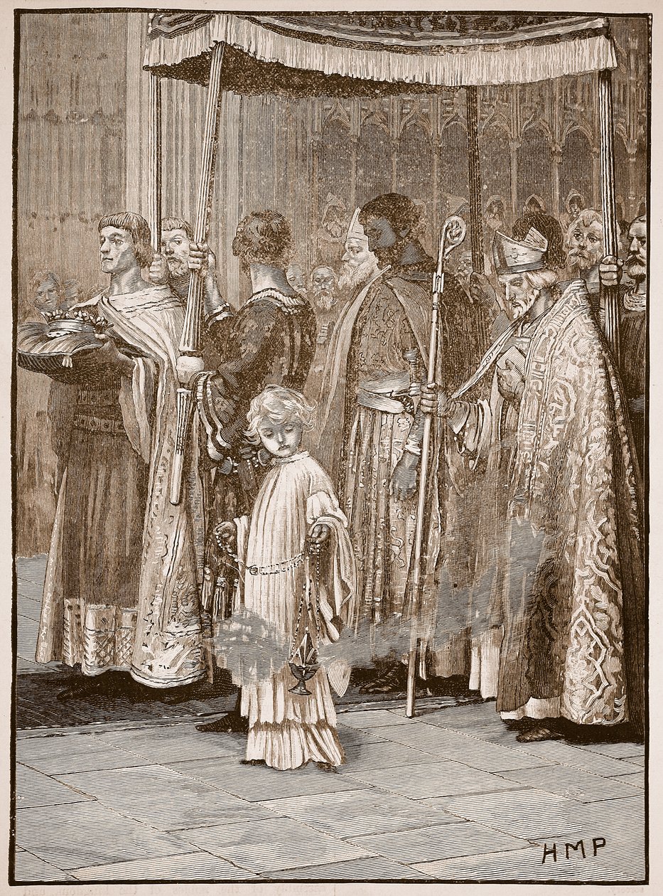 Krönung von Richard in der Westminster Abbey: die Prozession entlang des Ganges, Illustration aus Cassells Illustrierter Geschichte Englands von English School