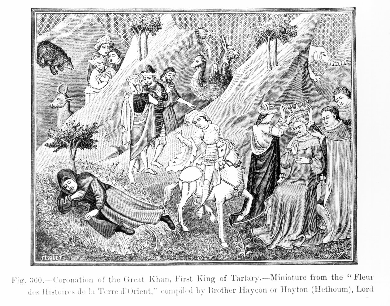 Krönung des Großen Khan (Kublai Khan) (1214-94) Erster König von Tartary, aus der Fleur des Histoires de la Terre d