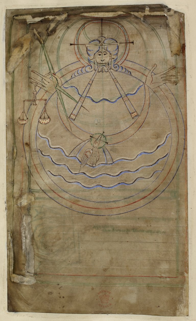 Cotton ms tiberius c vi f007v Diagrammatische Darstellung der Schöpfung, Illustration aus dem 