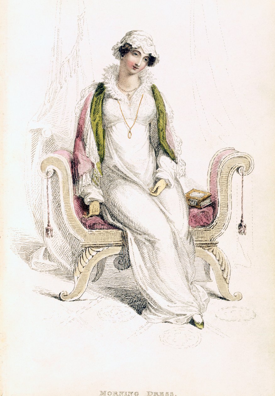 Tageskleid, Modeplatte aus Ackermanns Repository of Arts von English School