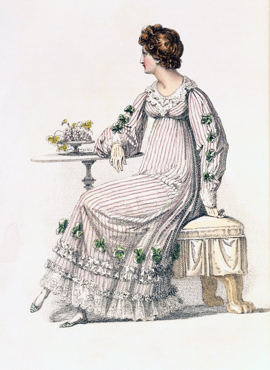 Tageskleid, Modeplatte aus Ackermanns Repository of Arts von English School