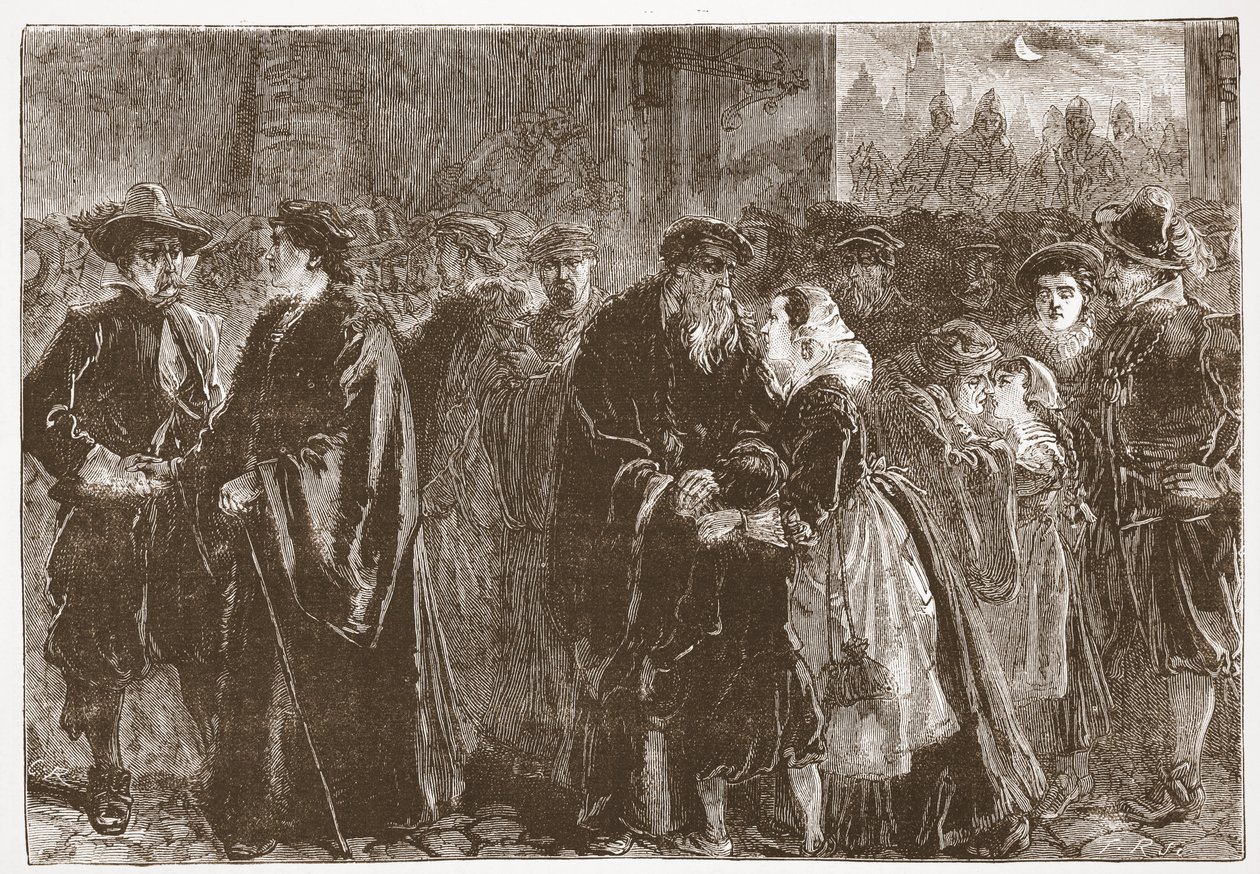 Abreise der verbannten Prediger aus Kuttenberg, Illustration aus The History of Protestantism von James Aitken Wylie, veröffentlicht 1878 von English School