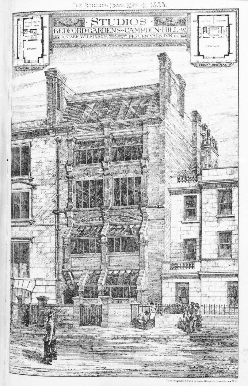 Entwurf für Studios in Bedford Gardens, Campden Hill, London, aus 