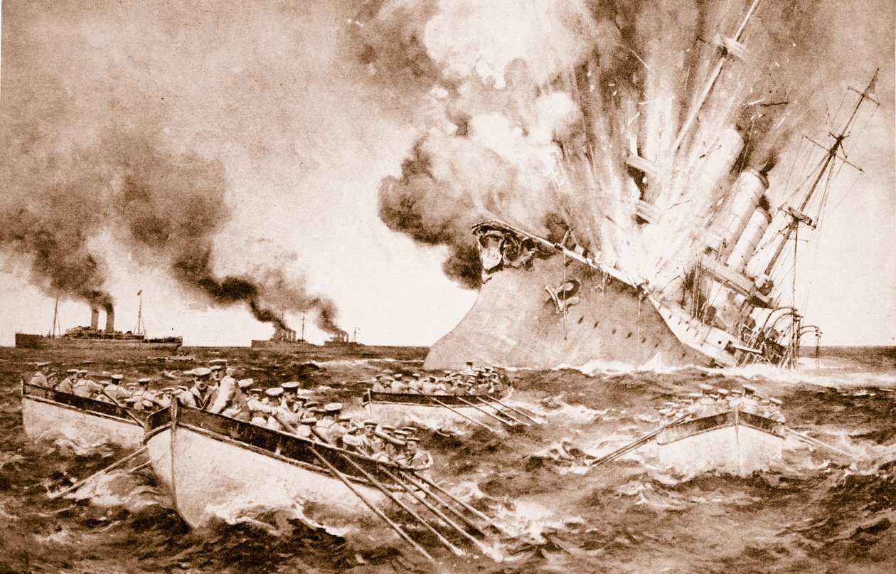 Zerstörung der Dresden vor Fernandez am 14. März 1915, 1914-19 von English School