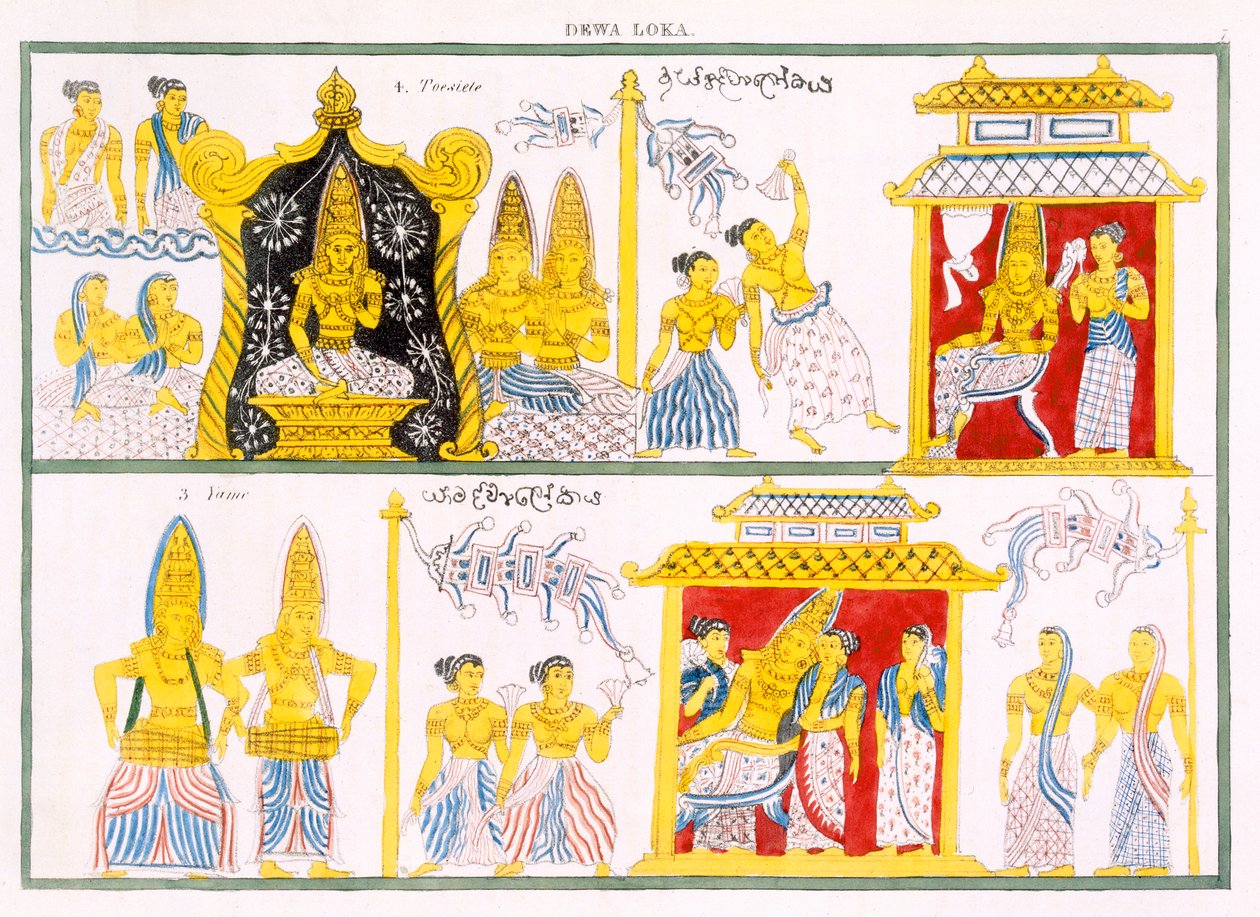 Dewa Loka, aus Die Geschichte und Lehre des Buddhismus von Edward Upham, 1829 von English School