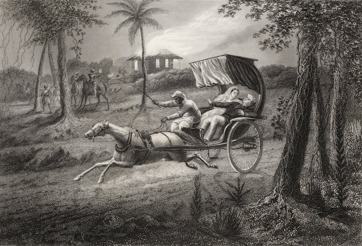 Dr. Graham wird in seinem Buggy von den Sealkote-Meuterern 1857 erschossen, aus 