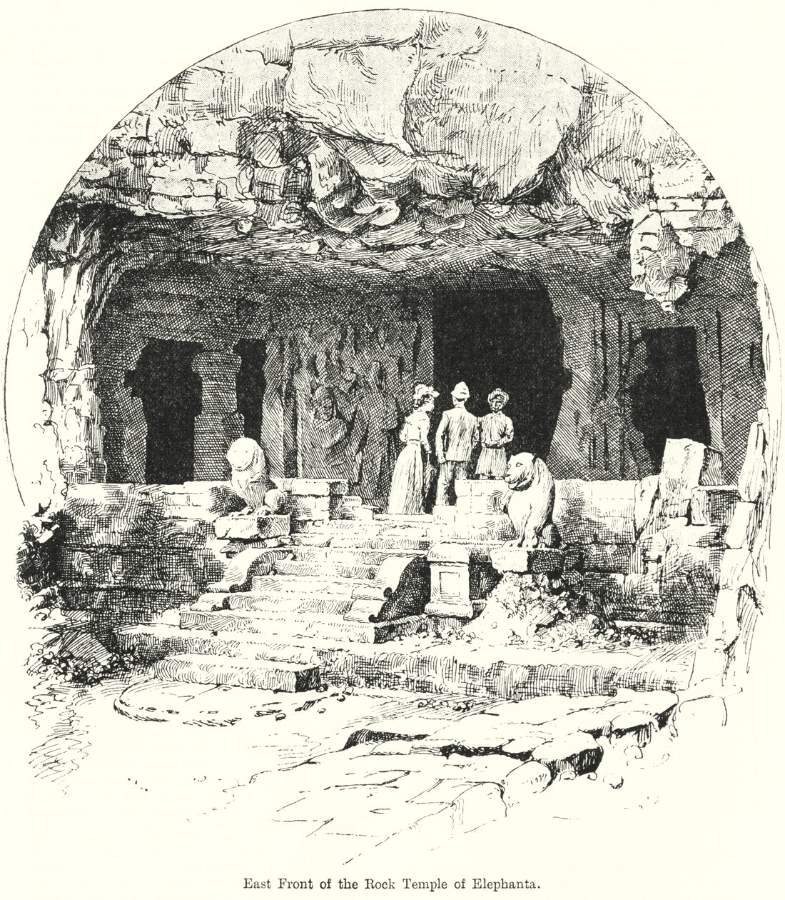 Ostfront des Felsentempels von Elephanta von English School
