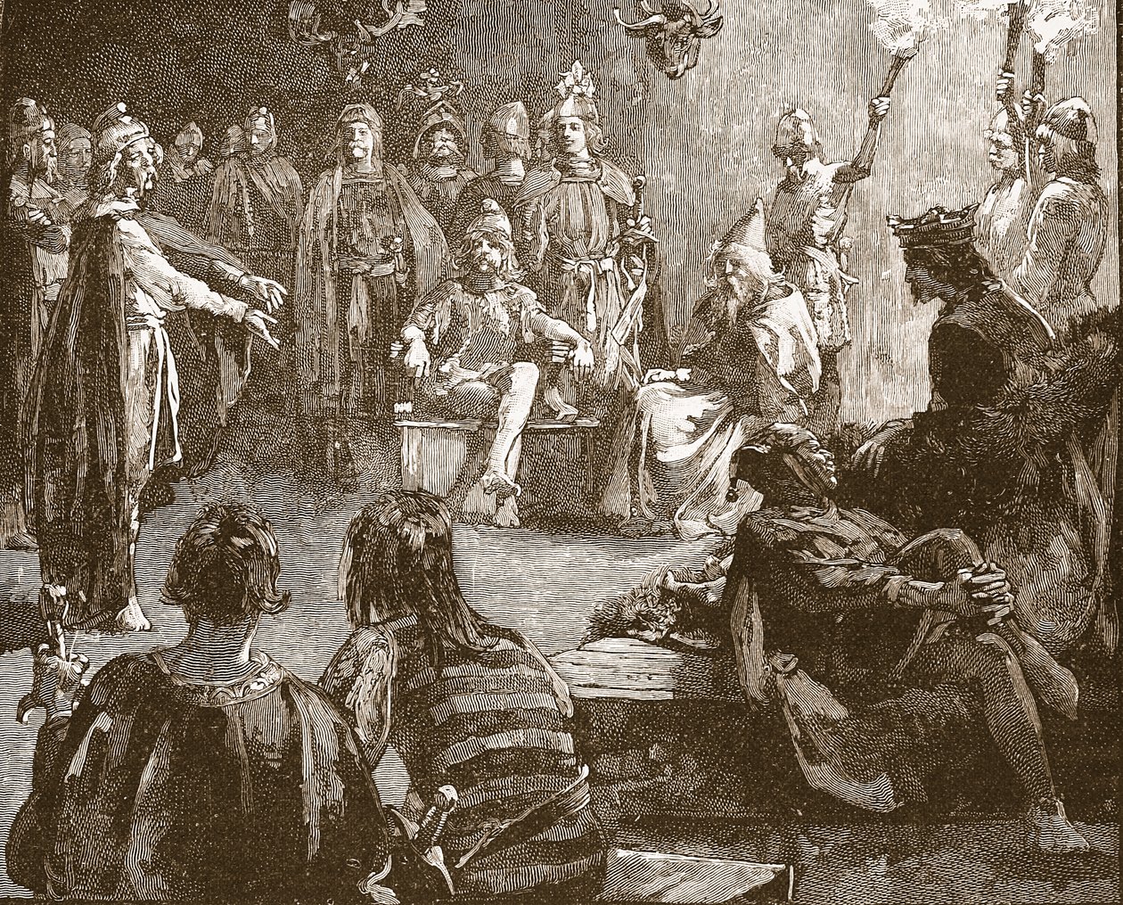 Edwin von Northumbria und christliche Missionare, Illustration aus Cassells Illustrierter Geschichte Englands von English School