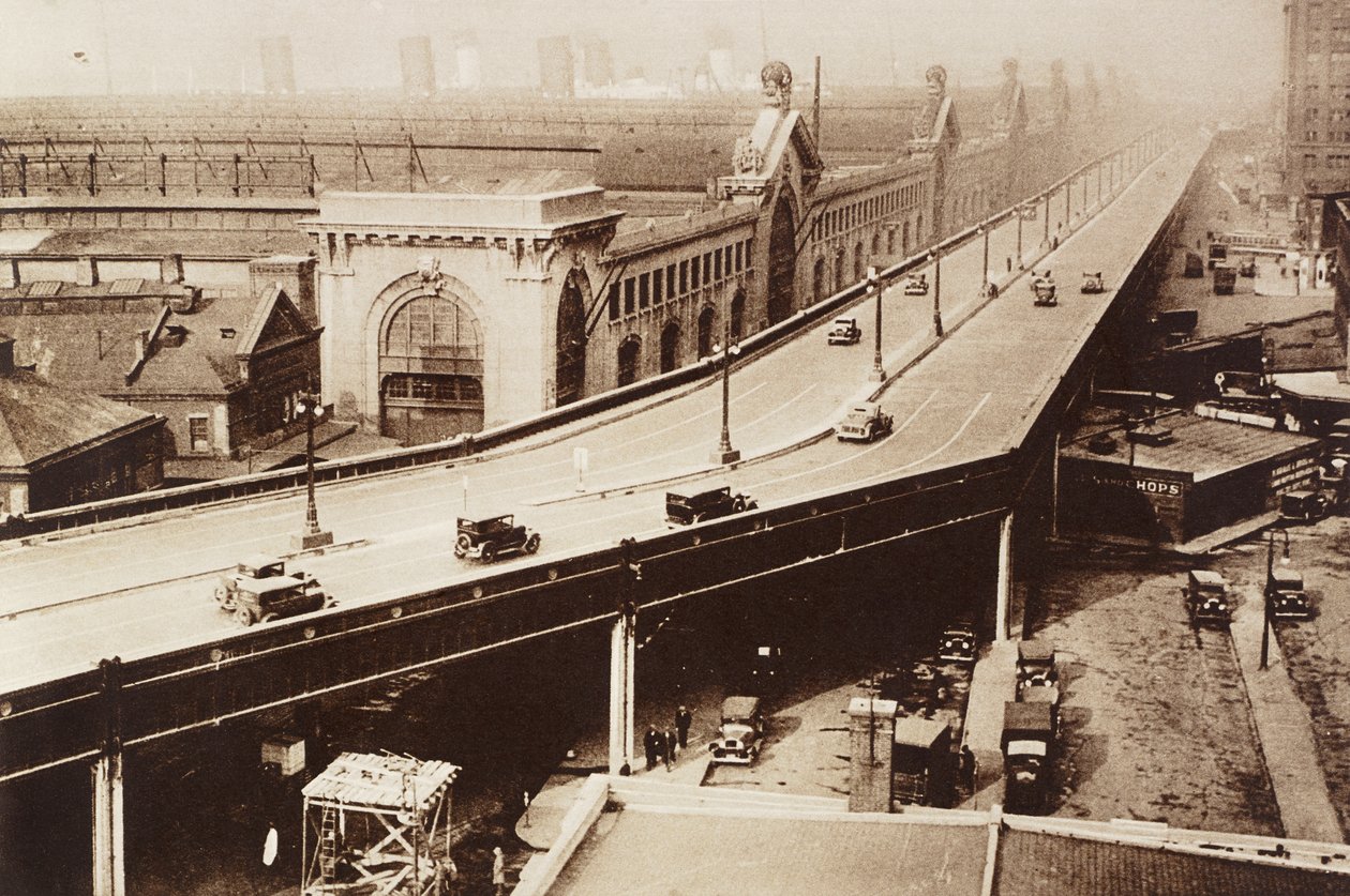 Erhöhte Autobahn, Jersey City, New York, Vereinigte Staaten von Amerika, Fotografie aus der Illustrated London News, 12. Januar von English School