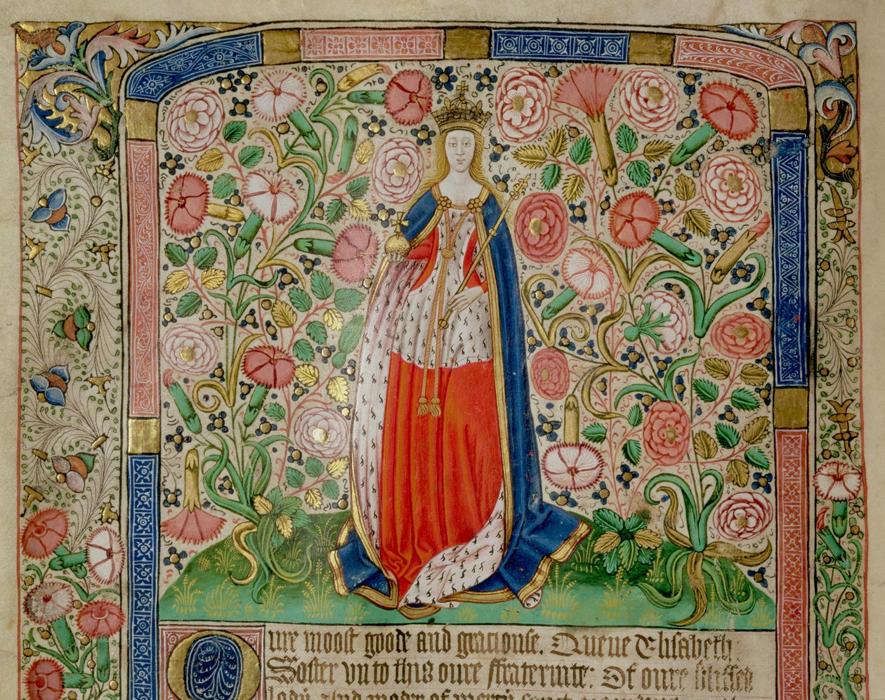 Elizabeth Woodville (ca. 1437-92) Königin Gemahlin von König Edward IV von England (1442-83) (Pergament) (Detail) von English School