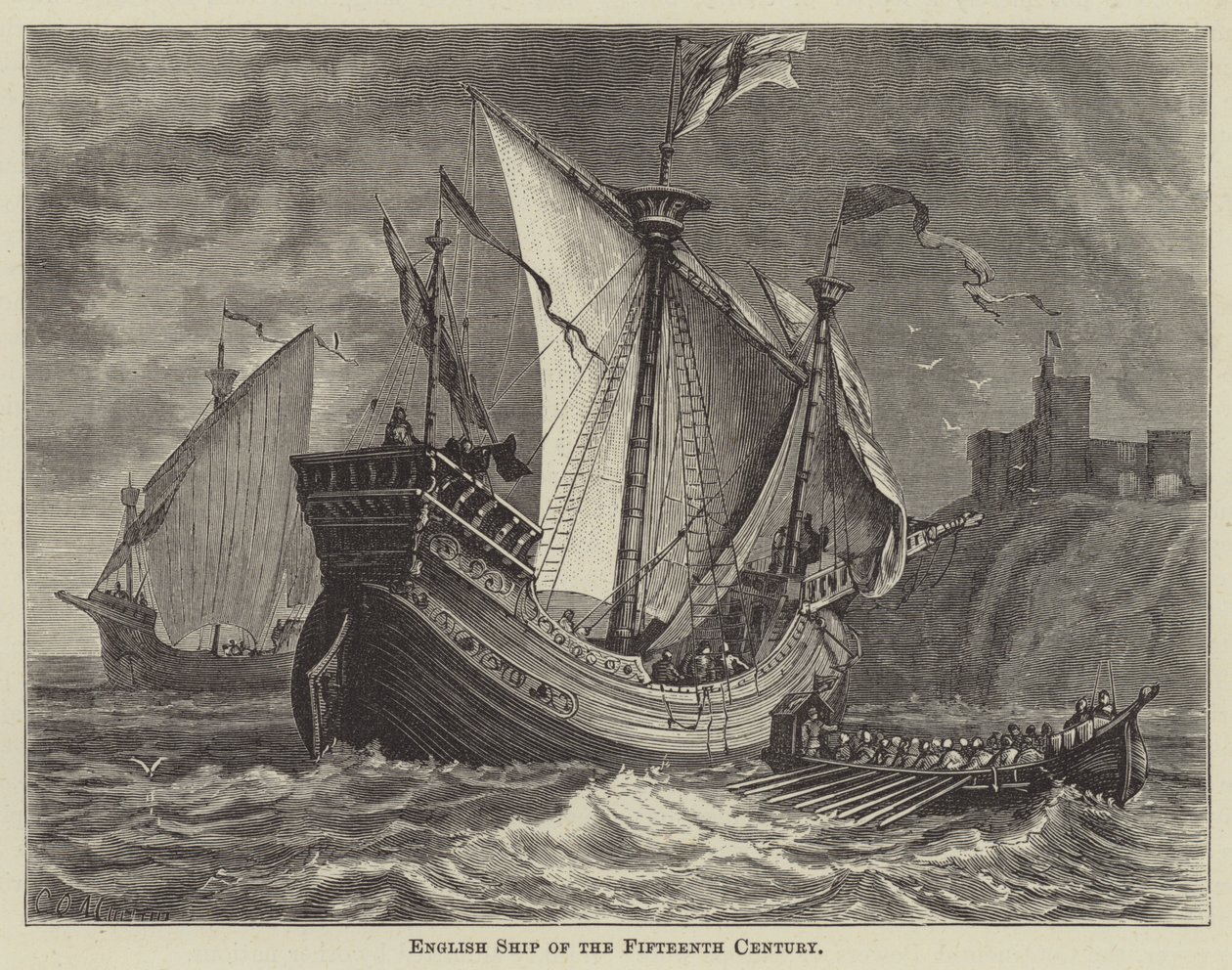 Englisches Schiff des fünfzehnten Jahrhunderts von English School