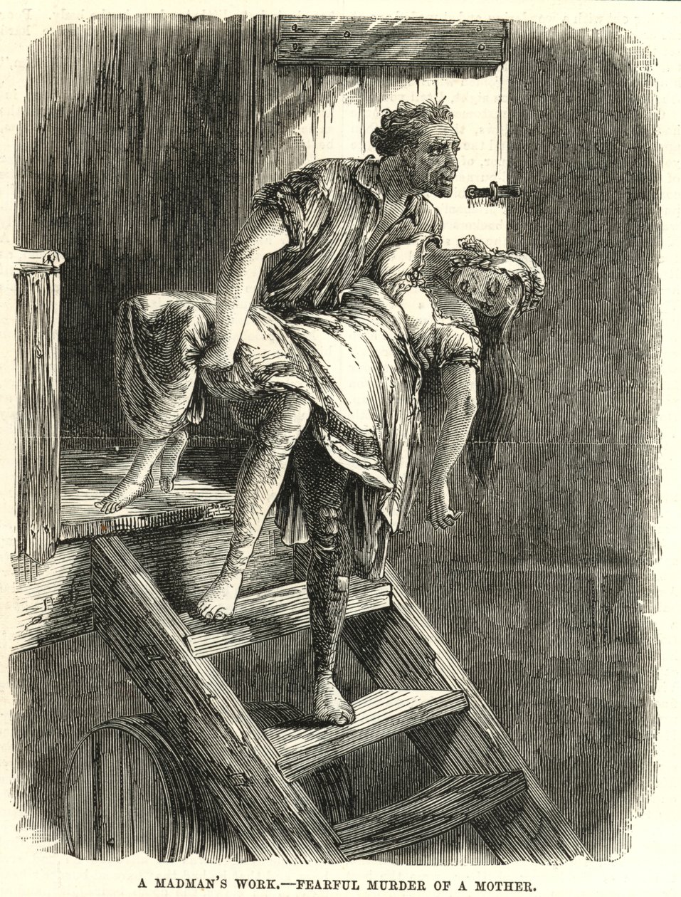 Schrecklicher Mord an einer Mutter (Gravur) von English School