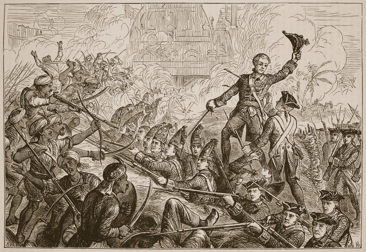 Fletchers Verteidigung des Redoubts bei Tanjore, Illustration aus Cassells Illustrierter Geschichte Indiens von James Grant, veröffentlicht 1879 von English School