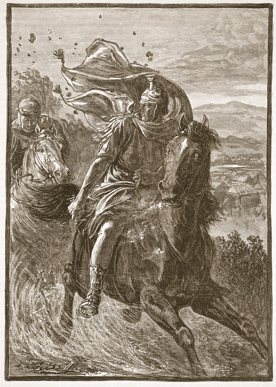 Flucht des Pompeius vom Schlachtfeld von Pharsalos von English School