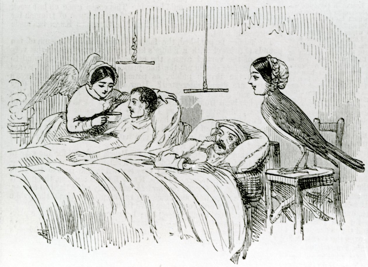 Florence Nightingale und einer ihrer pflegenden Engel auf der Krim von English School