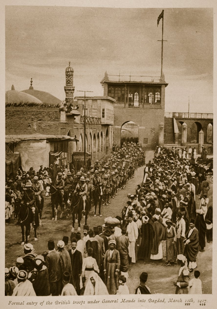 Formeller Einzug der britischen Truppen unter General Maude in Bagdad, 11. März 1917, 1917-19 von English School