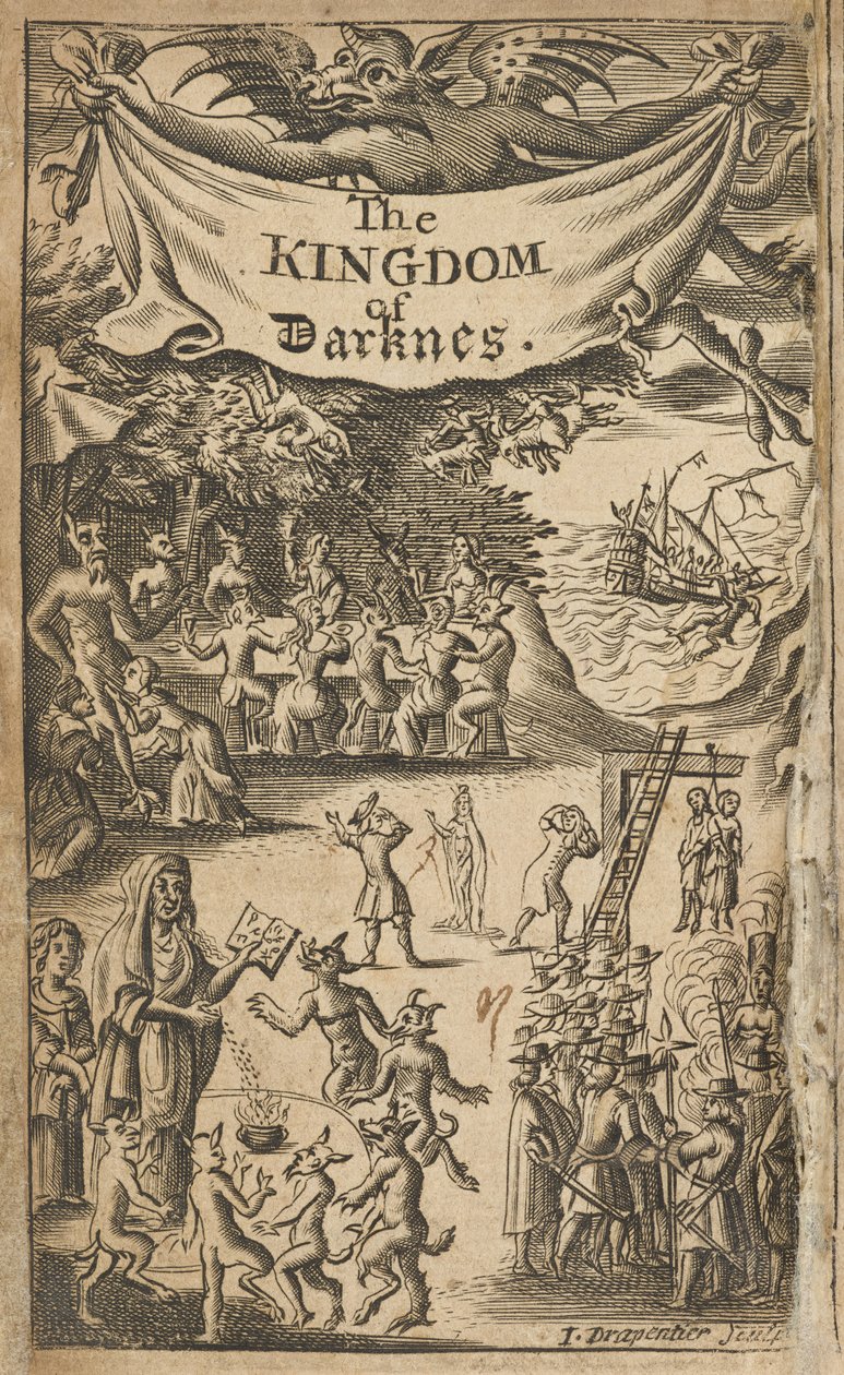 Frontispiz von Nathaniel Crouch, Das Königreich der Dunkelheit (London: Gedruckt für Nath. Crouch) von English School
