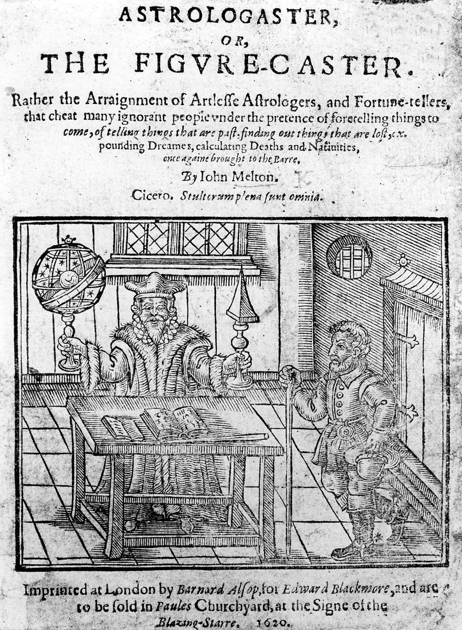 Frontispiz zu Astrologaster, oder der Figurenwerfer von John Melton, veröffentlicht 1620 von English School