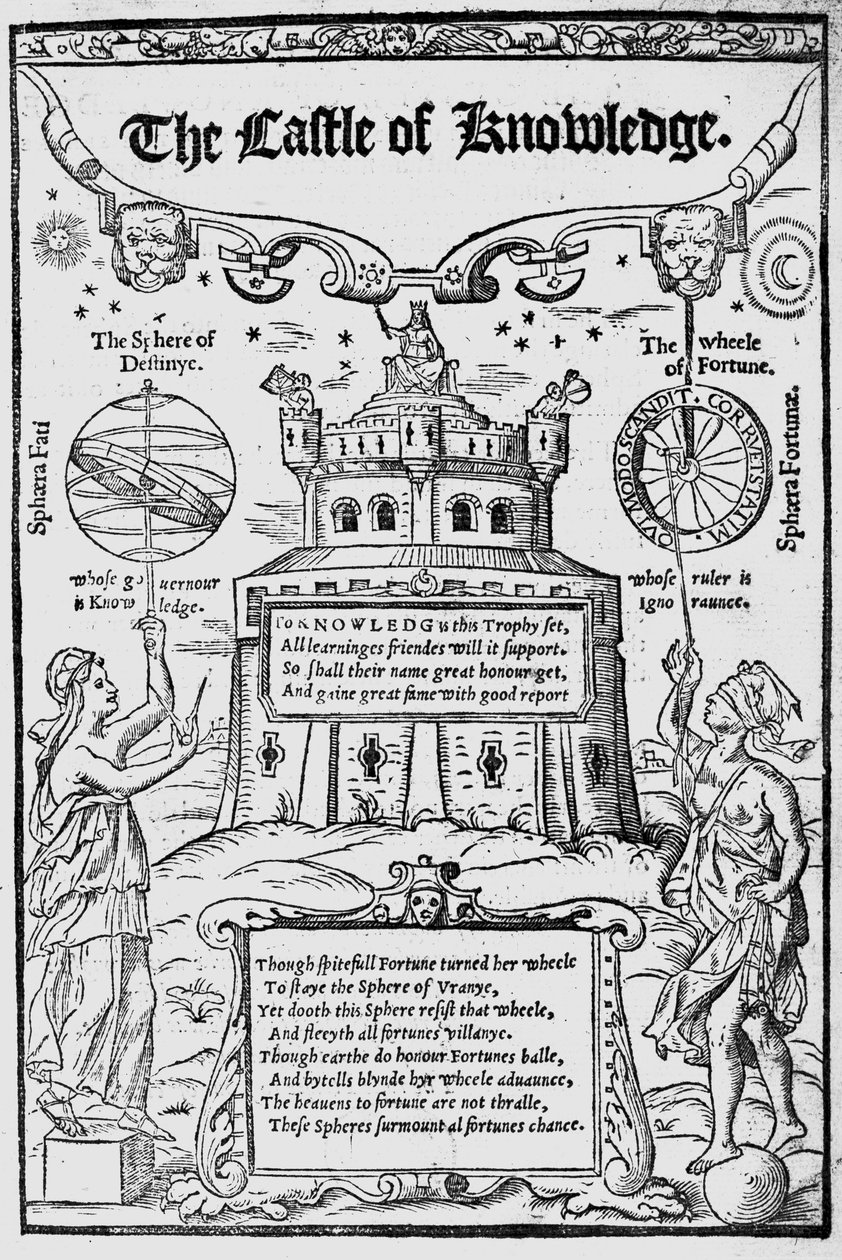 Frontispiz zu The Castle of Knowledge von Robert Recorde, 1556 von English School