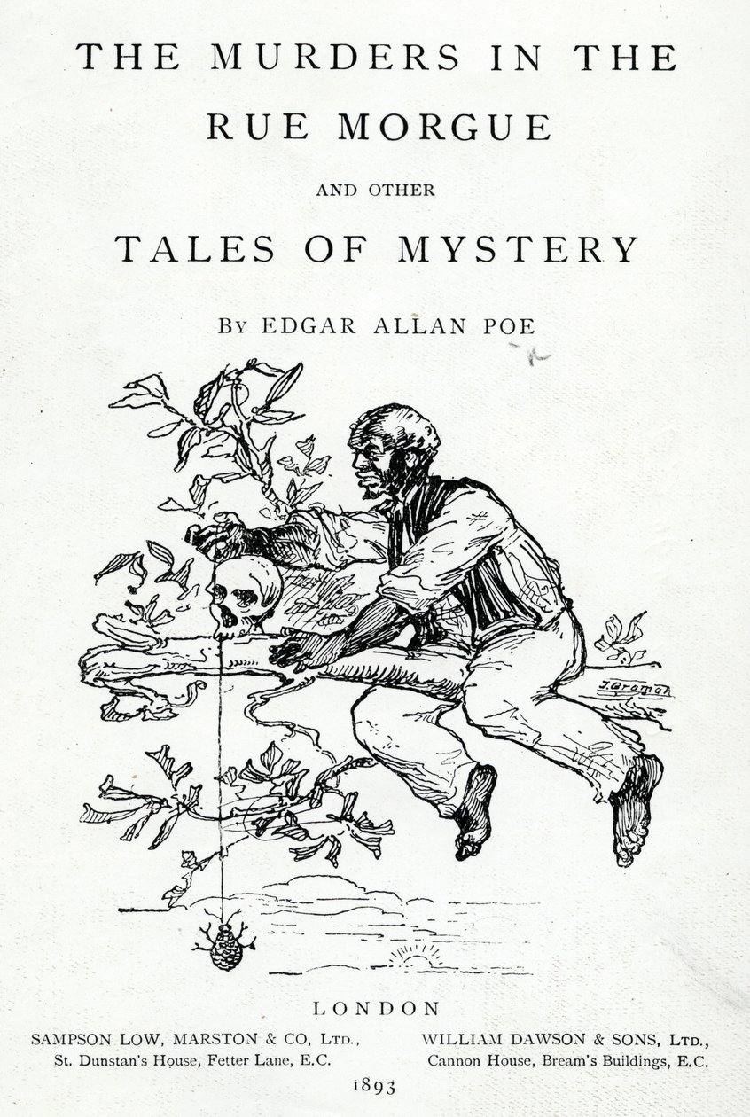 Frontispiz zu Die Morde in der Rue Morgue und andere Erzählungen des Geheimnisses von Edgar Allan Poe, veröffentlicht 1893 von English School