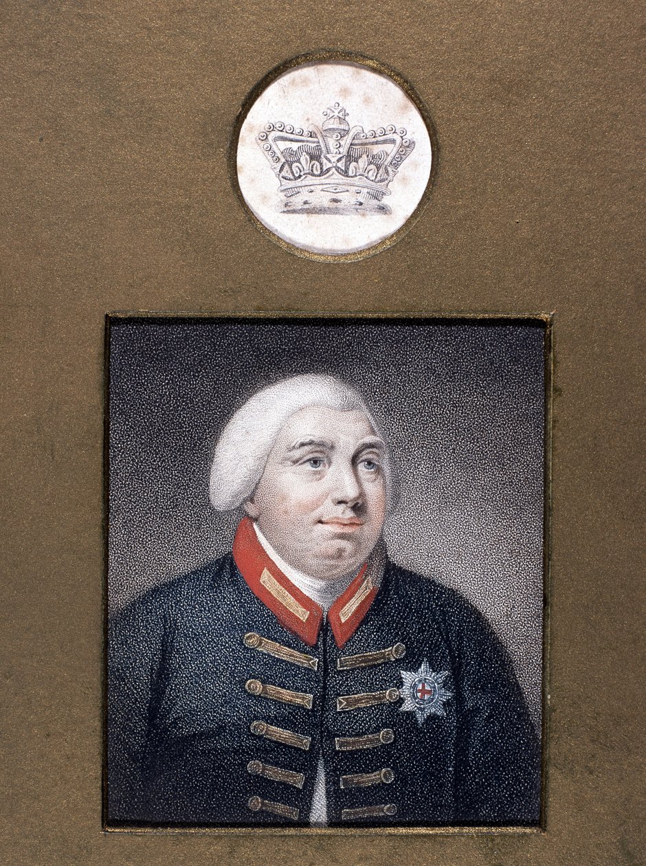 George III. (1738-1820) in Windsor-Uniform, ca. 1790 (farbige Punktstichgravur) von English School