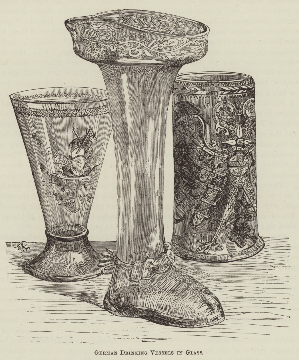 Deutsche Trinkgefäße aus Glas (Gravur) von English School