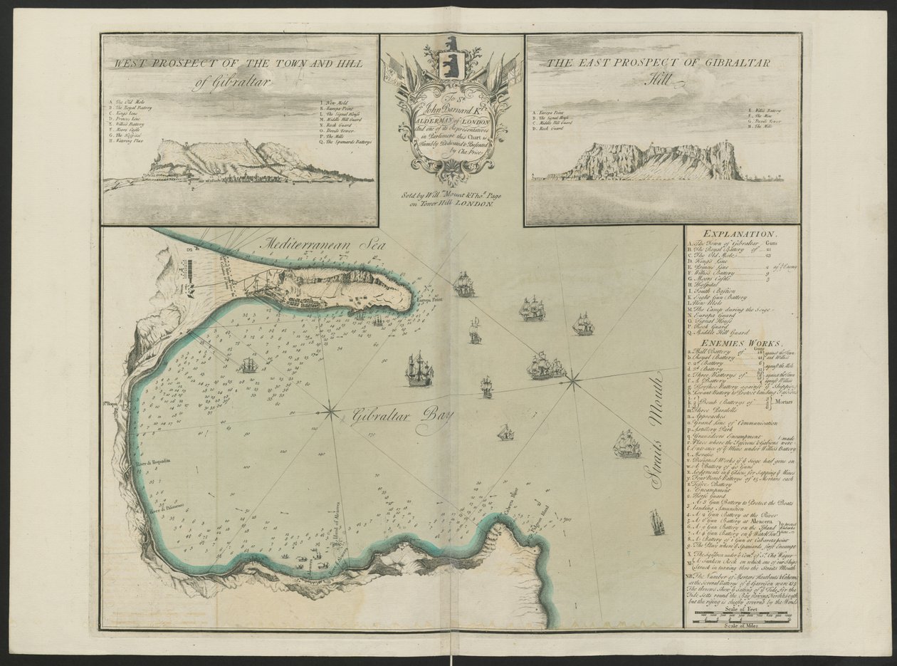 Gibraltar Bay (West- und Ostansicht von G. Hill) von C. Price (ca. 1730) von English School