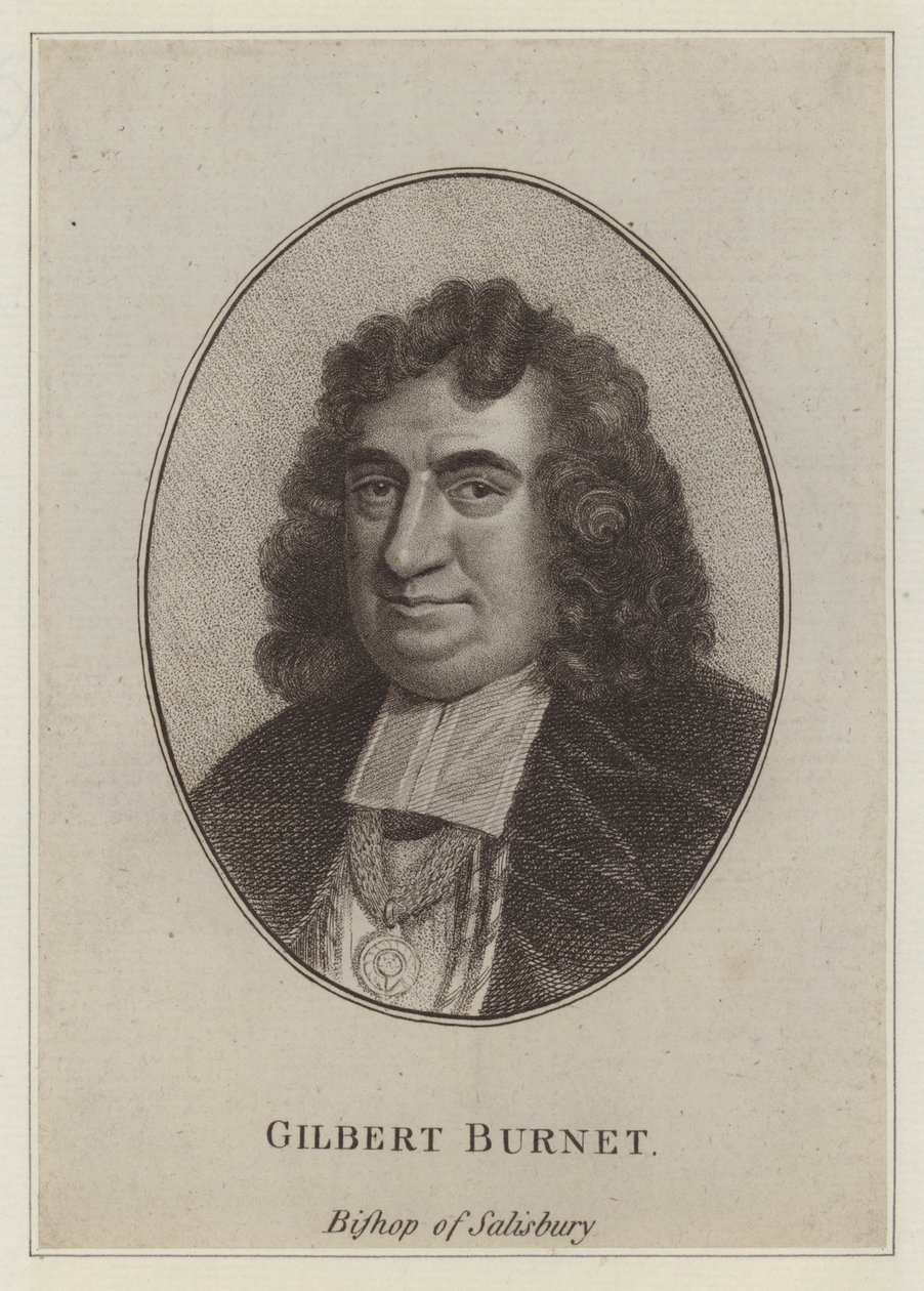 Gilbert Burnet, Bischof von Salisbury, Schriftsteller und Historiker (Gravur) von English School