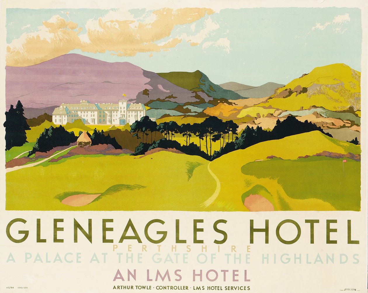 Gleneagles Hotel, Plakatwerbung für die LMS, 1924 von English School