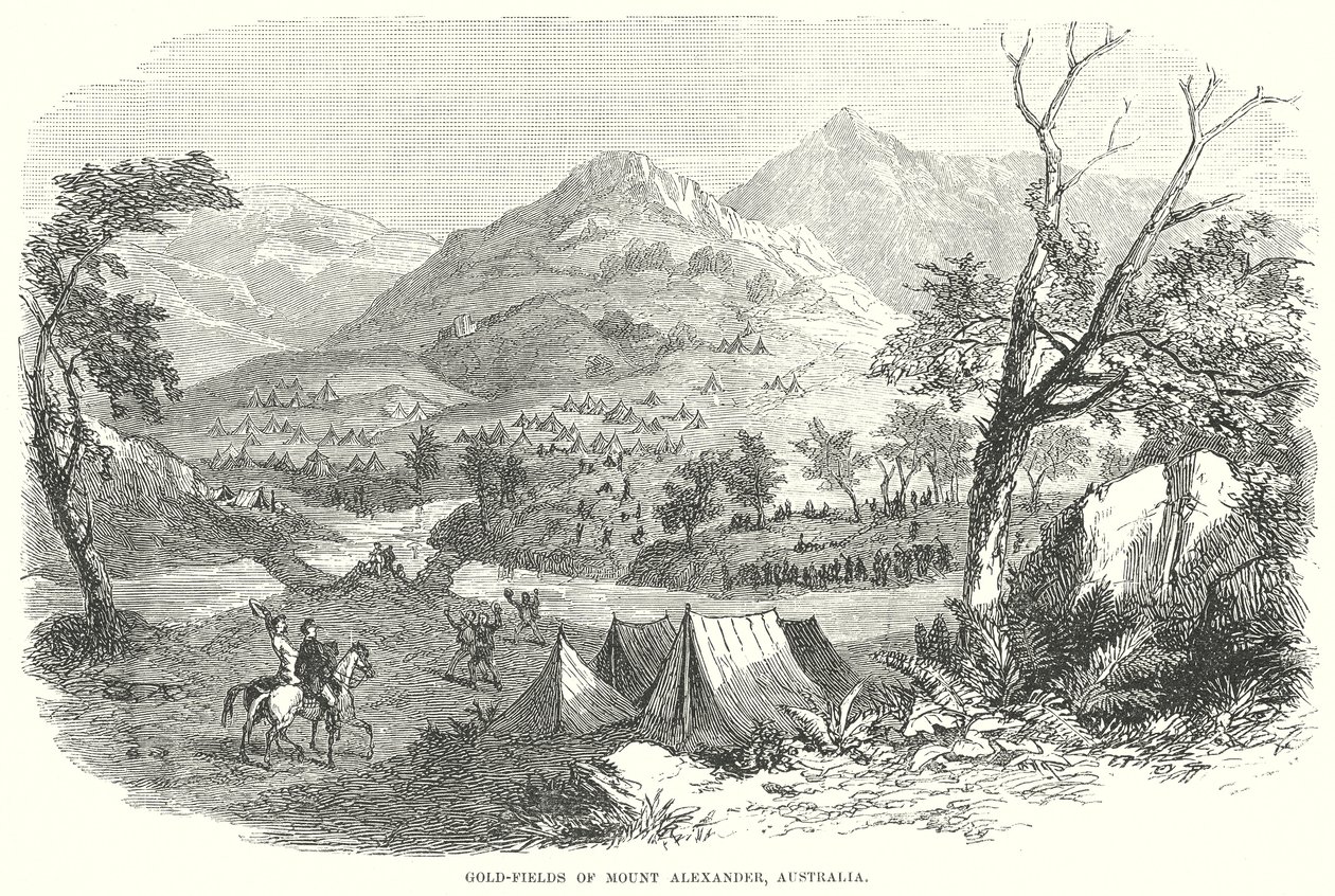 Goldfelder von Mount Alexander, Australien von English School