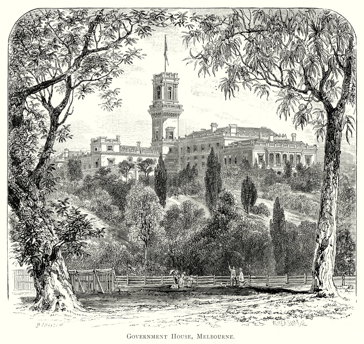 Regierungshaus, Melbourne (Gravur) von English School