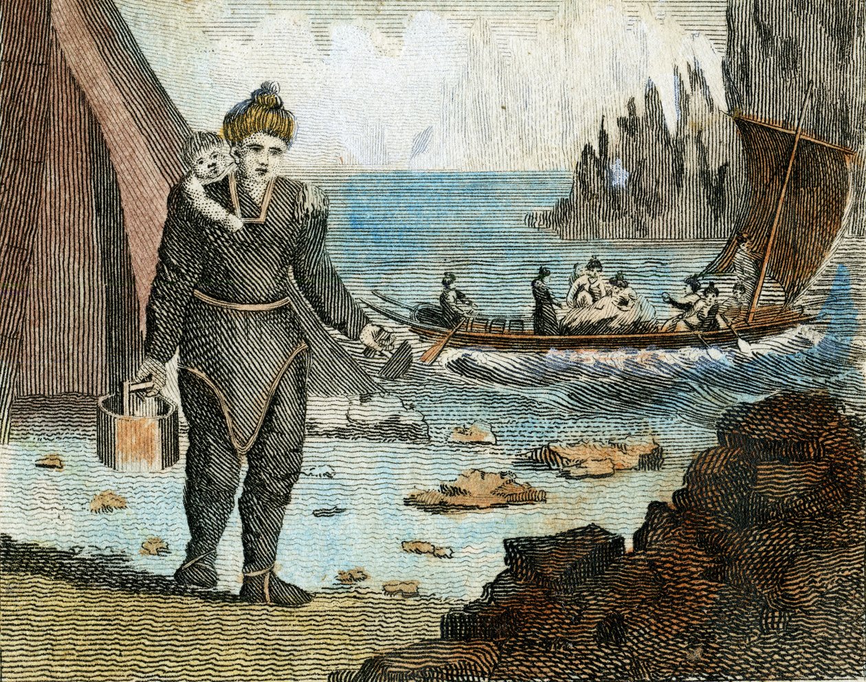 Grönlandfrau und Boot, um 1779 (Gravur) von English School