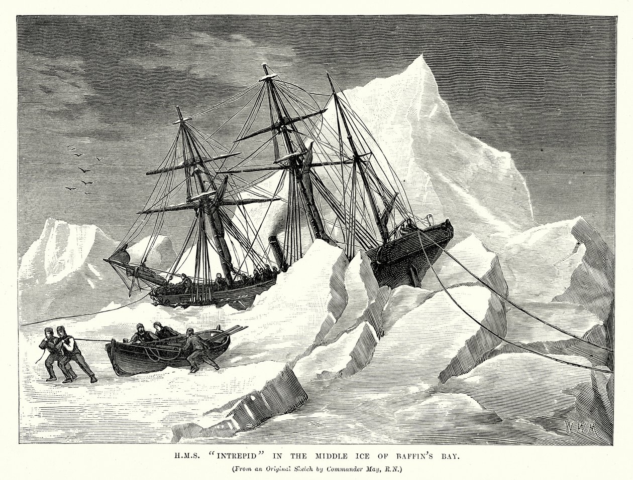 H.MS "Intrepid" im Mittlereis der Baffin Bay von English School