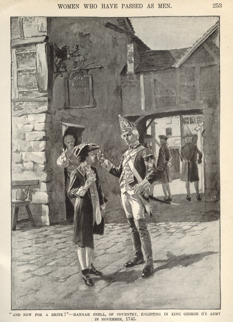 Hannah Snell, die sich in die Armee von König Georg II. einschreibt, Illustration aus 